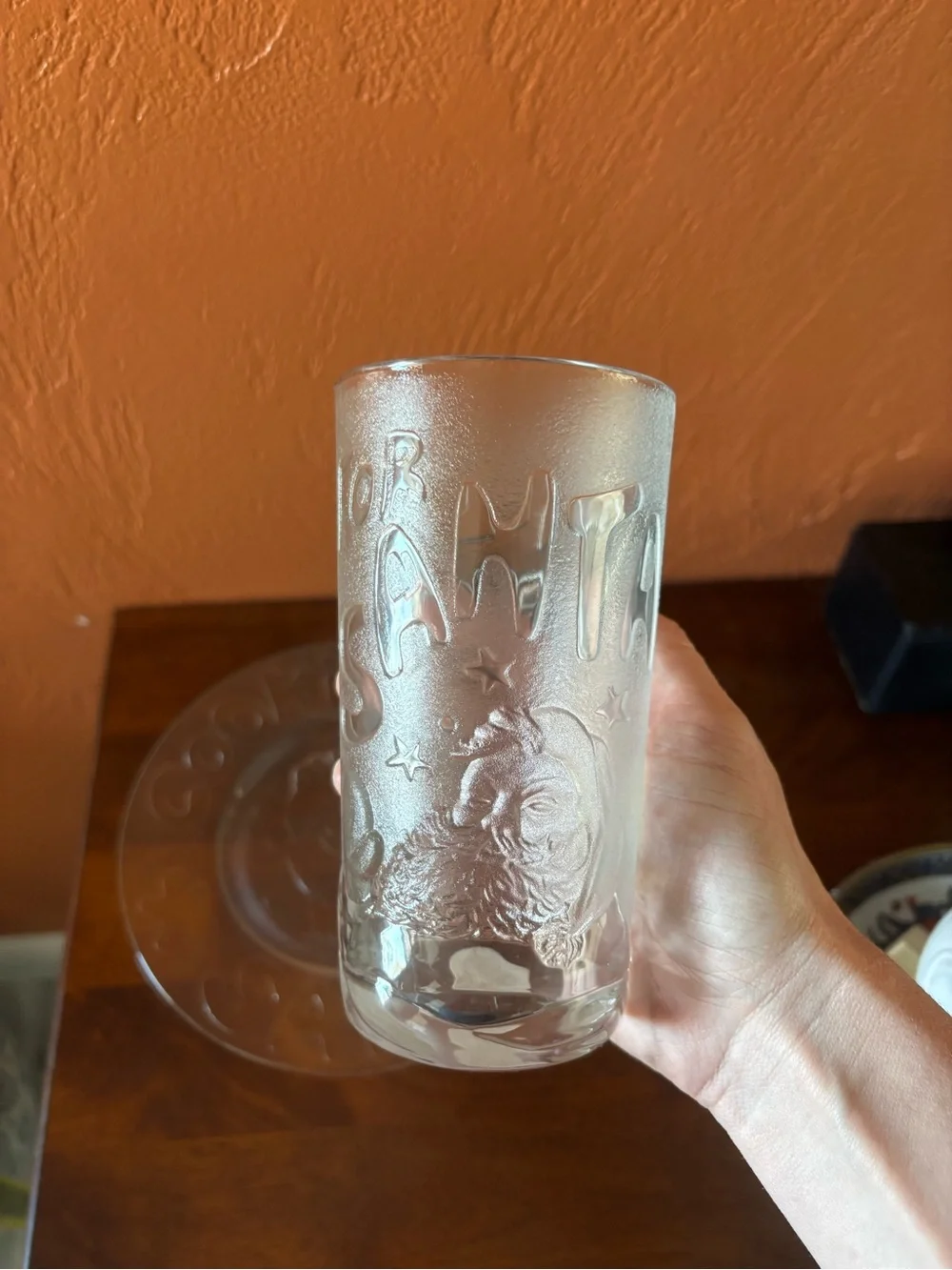 Vintage Princess House Crystal “Cookies for Santa”  Tumbler and Plate Set